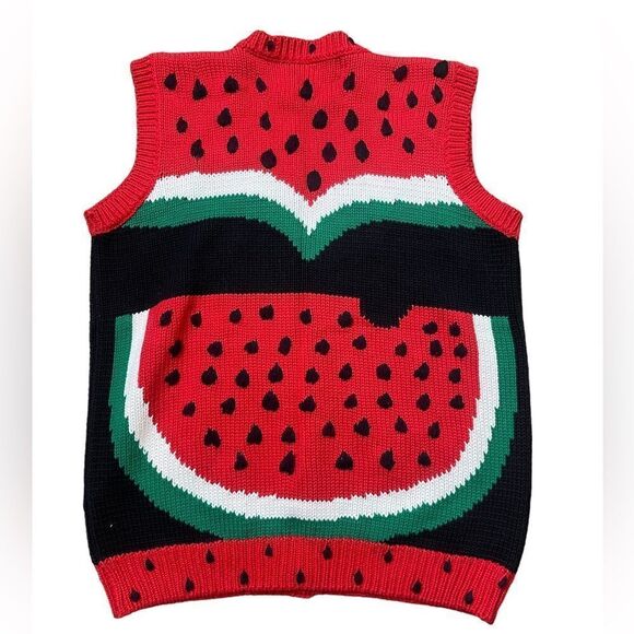 Vintage RARE Just Better Sweaters by Lisa Coufal Hand Knit Watermelon Vest Large - Picture 12 of 16